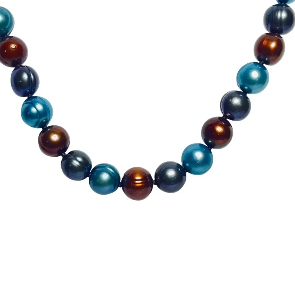 Honora Brown, Teal And Silver Baroque Pearl Necklace (6042) - Picture 2 of 7